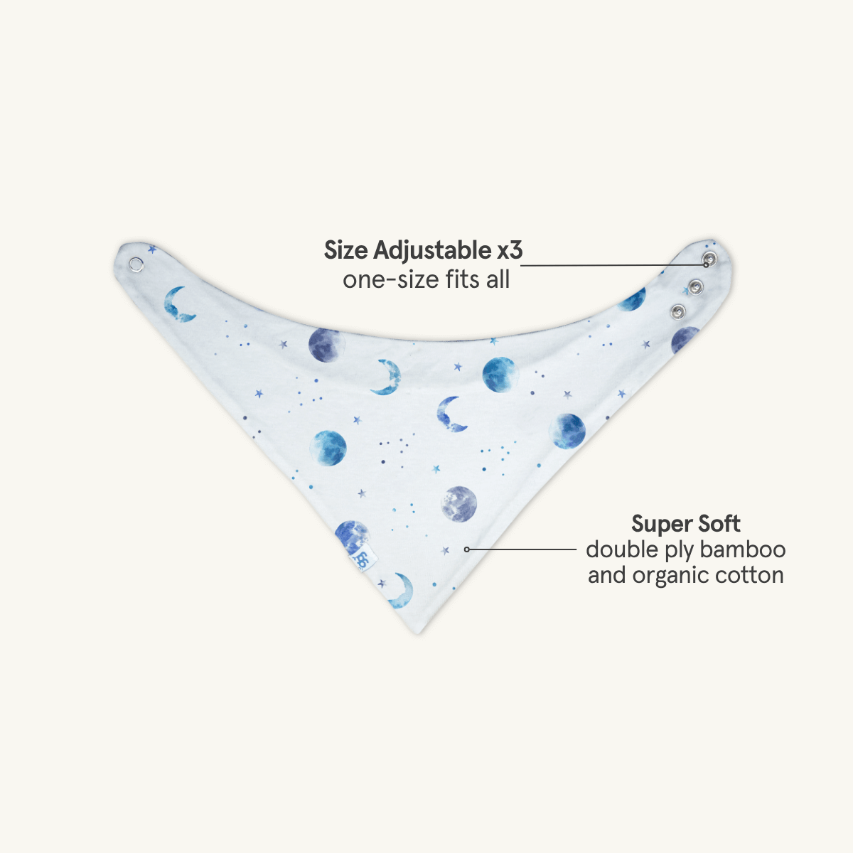 Key features of soft bamboo and hand painted design of the GrowGrows Baby Bib