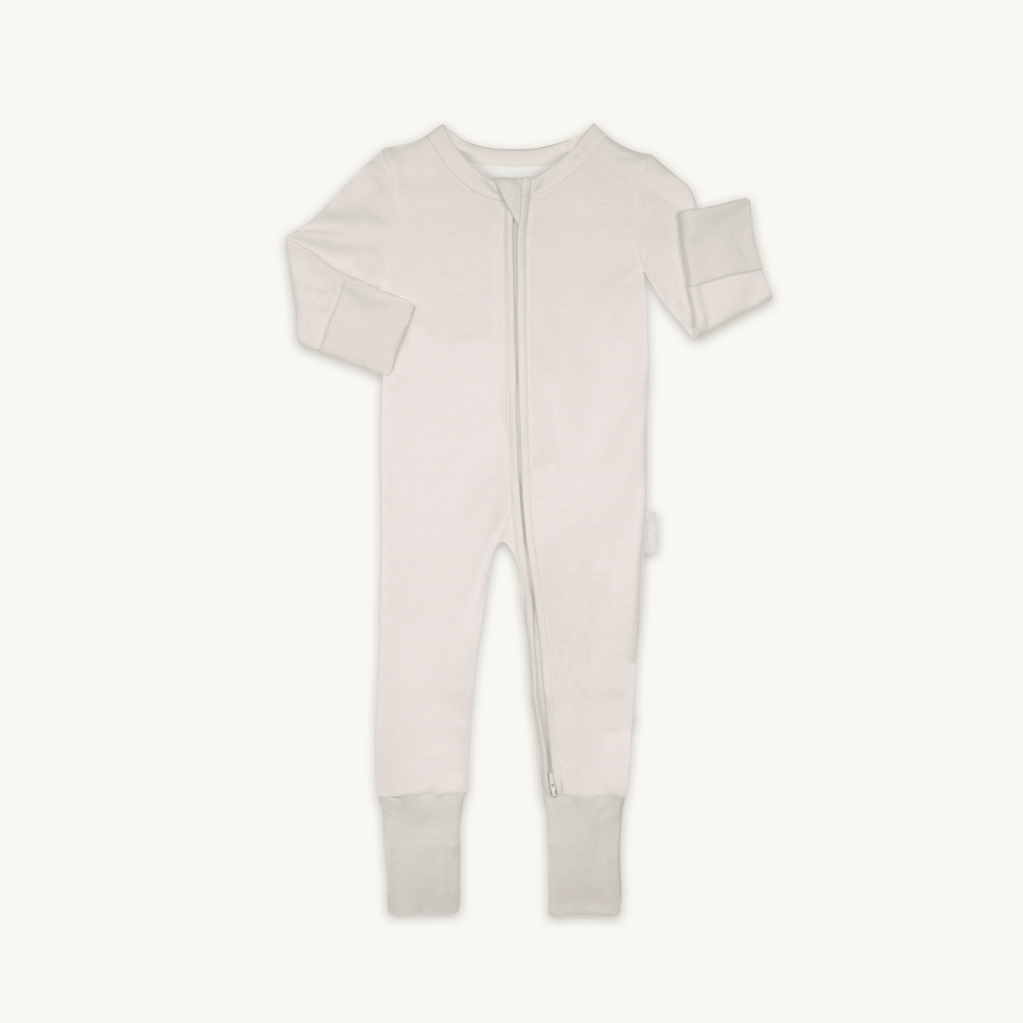 Cashmere Pinstripe Sleepsuit with classic stripe design made from bamboo and organic cotton from GrowGrows on white background
