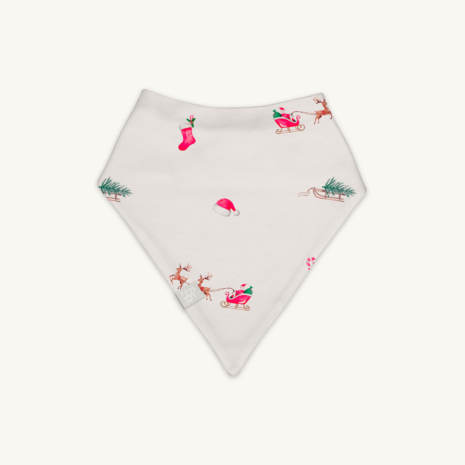 Christmas Eve Bib with festive Santa and reindeer print made from bamboo and organic cotton from GrowGrows