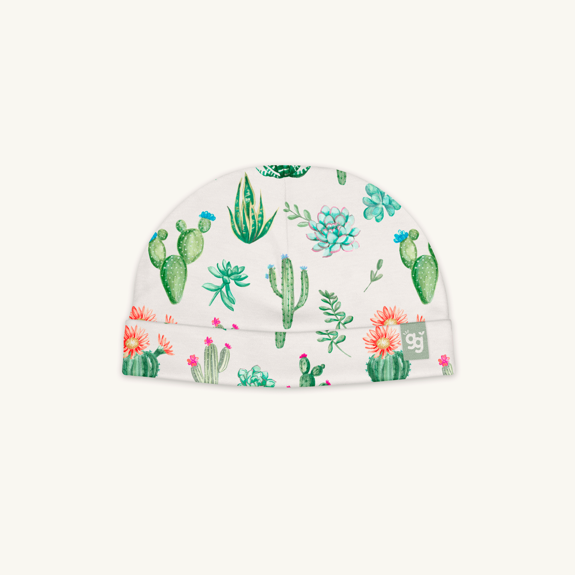 Cuddly Cacti Baby Hat with cactus print made from bamboo and organic cotton from GrowGrows