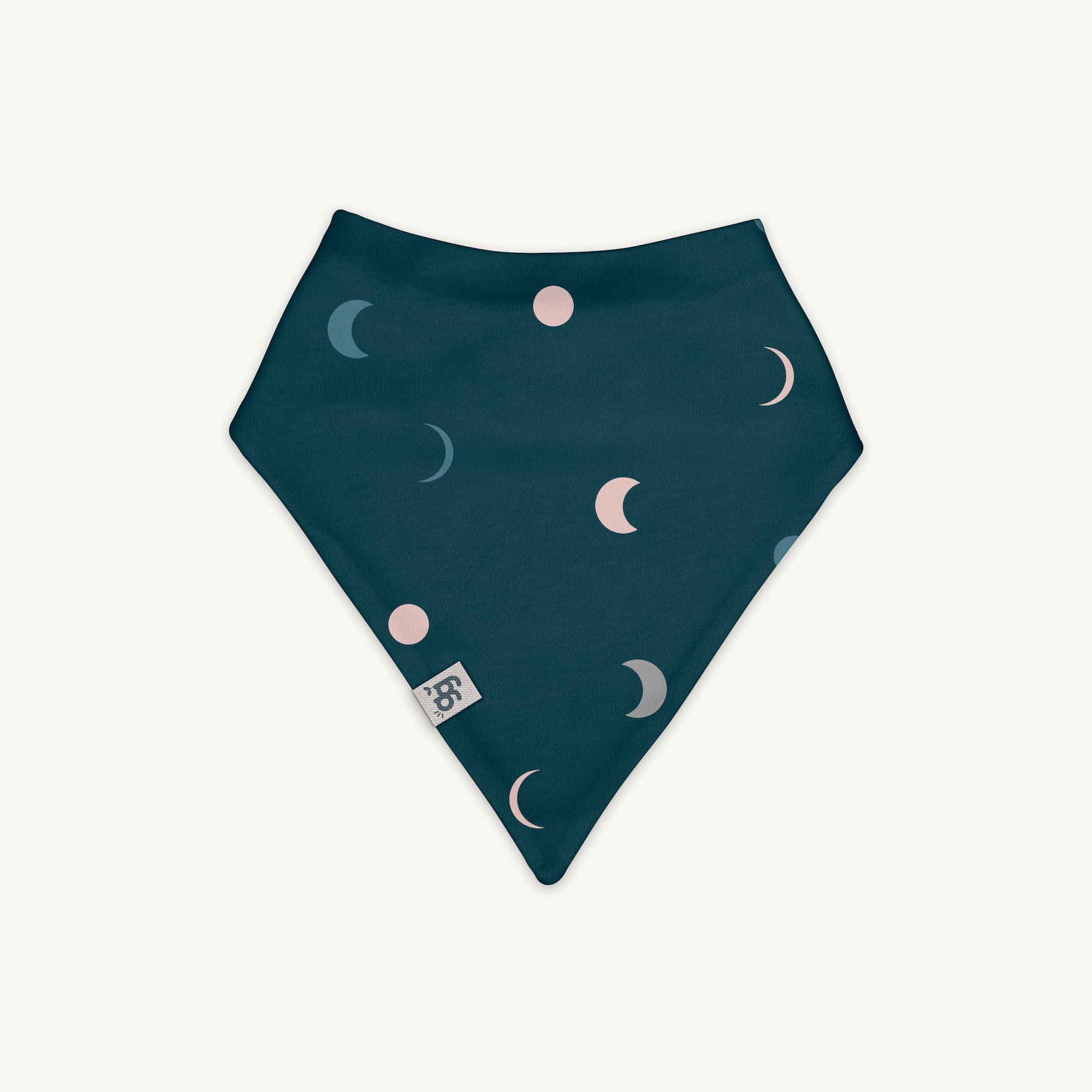 Midnight Moons Bib with navy moon phase print made from bamboo and organic cotton from GrowGrows