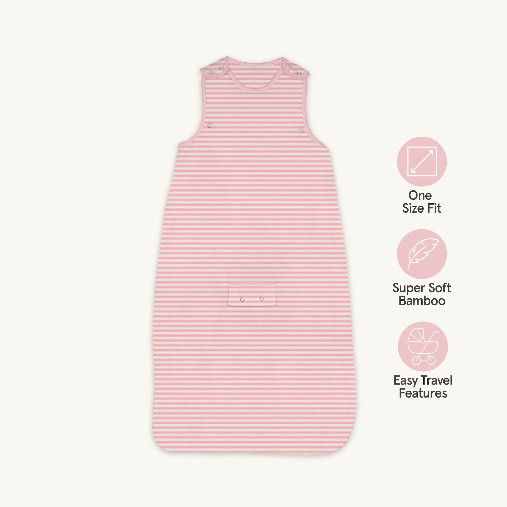 Pink pinstripe bamboo Smart baby sleeping bag 2.5 tog from GrowGrows