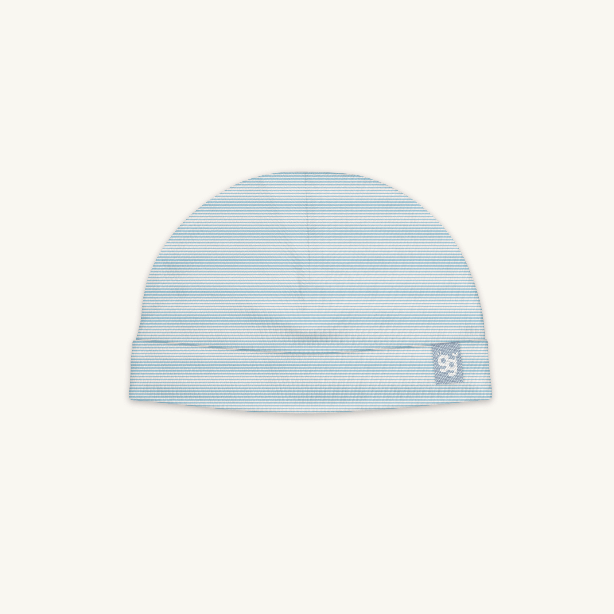 GrowGrows blue pinstripe baby hat on white background