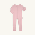 Blush Ribbed Sleepsuit made from bamboo and organic cotton from GrowGrows on white background