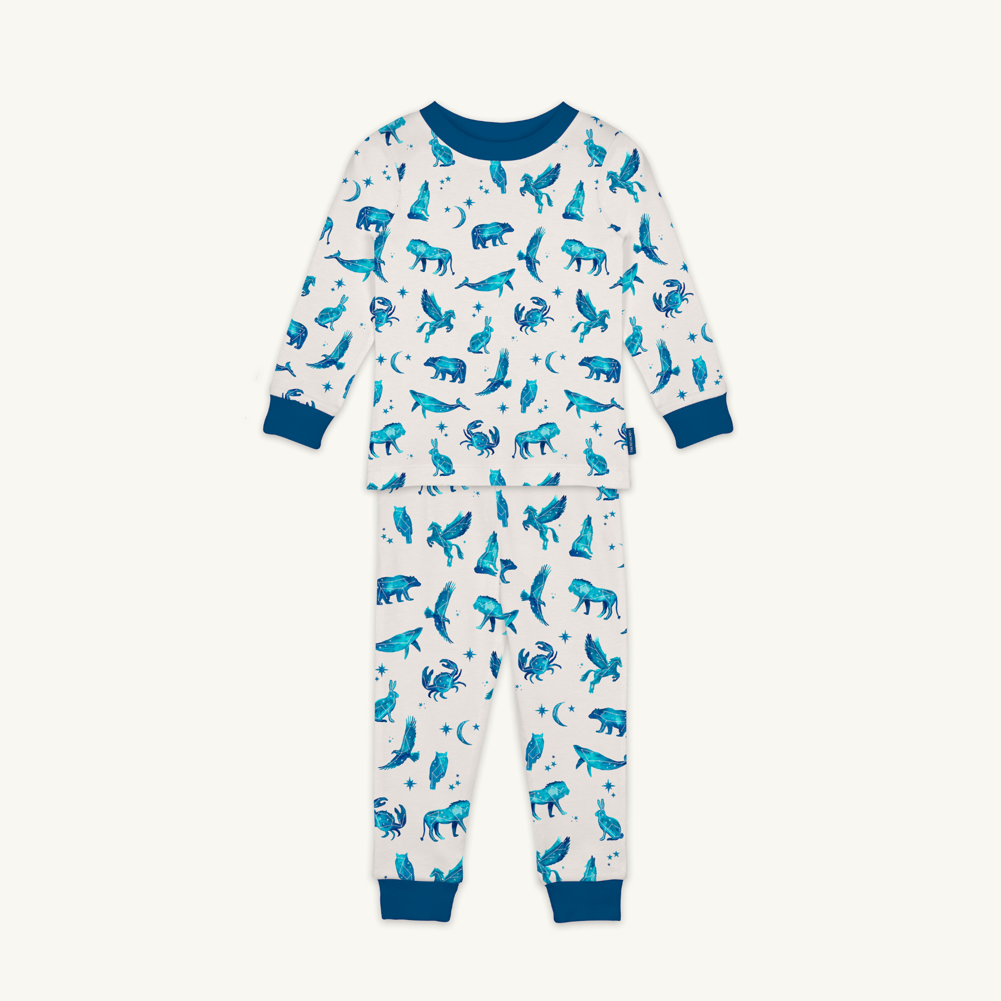 Cosmic Constellations Pyjamas with celestial star print made from bamboo and organic cotton from GrowGrows on white background