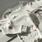Christmas Eve Pyjamas with Santa and reindeer print made from bamboo and organic cotton from GrowGrows