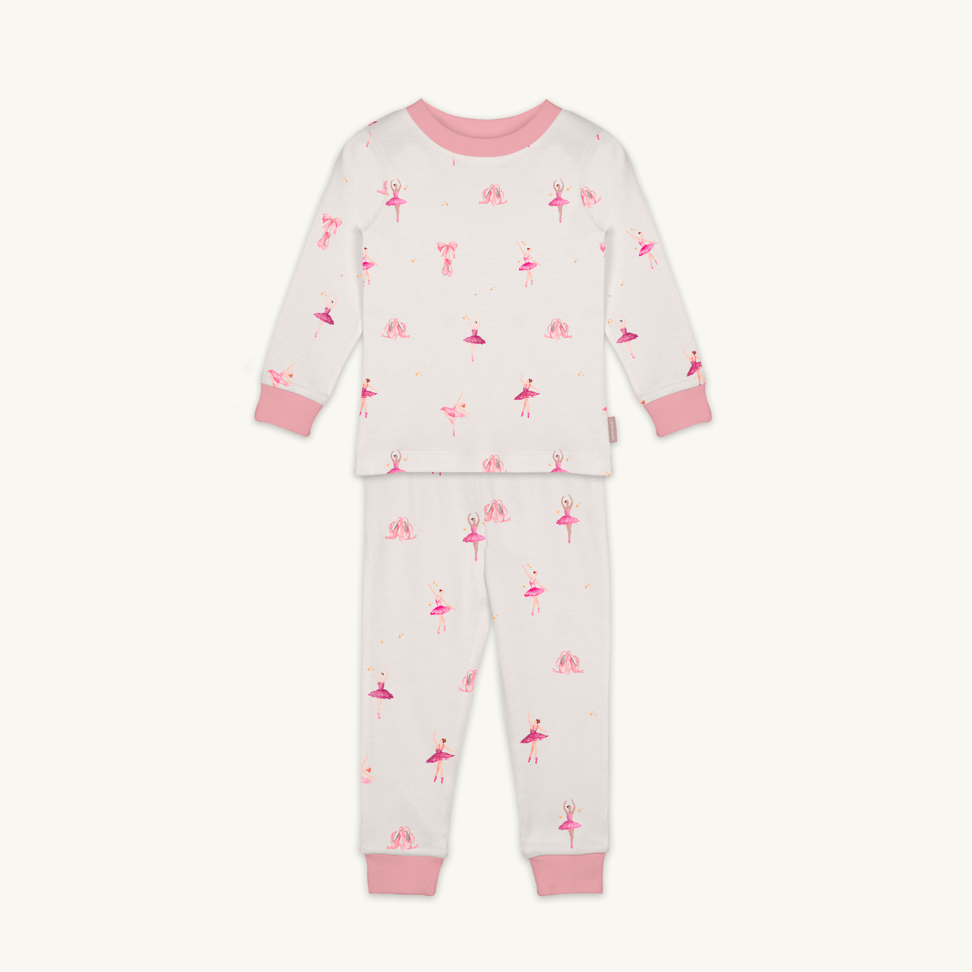Tiny Twirls Pyjamas with ballerina print made from bamboo and organic cotton from GrowGrows on white background