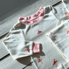 Tiny Twirls Pyjamas with ballerina print made from bamboo and organic cotton from GrowGrows close up on print