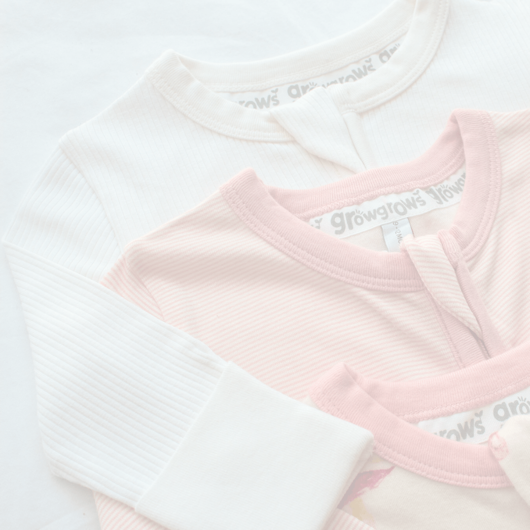 White Ribbed Sleepsuit | Bamboo Baby Sleepwear - GrowGrows